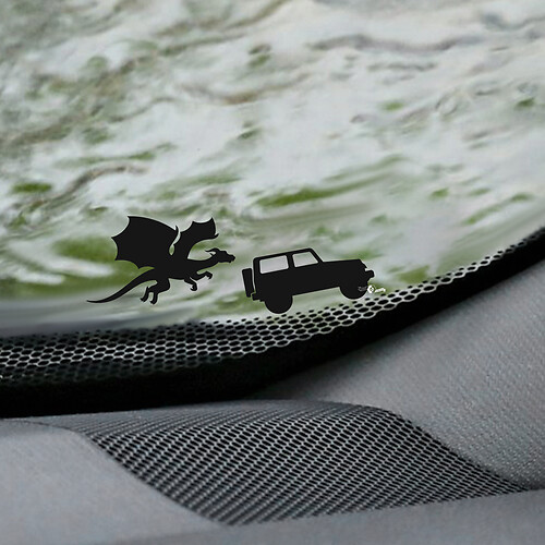 Dragon Jeep Wrangler parabrezza adesivo per angolo uovo di Pasqua - grafica in vinile personalizzata
