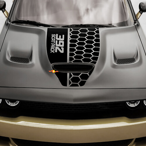 Adesivo decalcomania da corsa in vinile Hemi per cofano Dodge 392 Scat Pack Challenger o Charger
