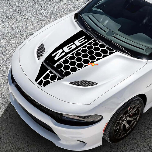 392 Scat Pack Hemi Style Offset Honeycomb Stripe — Adesivo in vinile (cofano) per Dodge Challenger