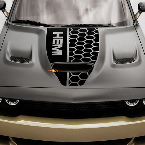 Adesivo decalcomania da corsa in vinile Hemi per cofano Dodge Hemi Challenger o caricabatterie Hemi

