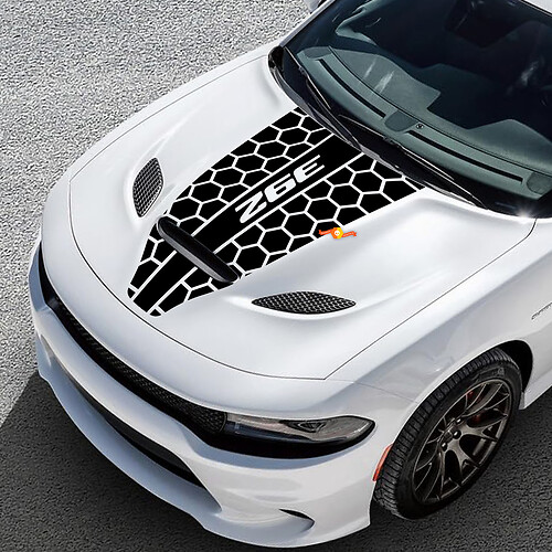 392 Hemi Style Center Honeycomb Stripe — Adesivo in vinile (cofano) per Dodge Challenger