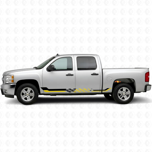 Strisce Vinile da Gara a Scacchi per Porta e Battitacco per Chevrolet Silverado 1500 GMT900 2007-2013