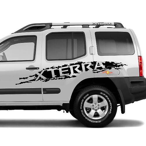 Decalcomanie per adesivi in ​​vinile con grafica Nissan Xterra invecchiata Grunge sul lato del letto
