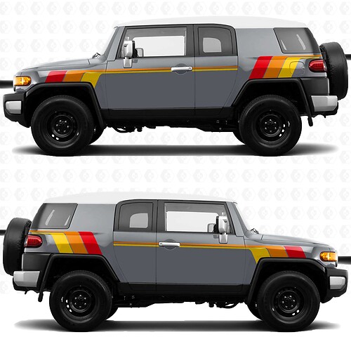 Grafica adesiva per decalcomanie laterali a strisce vintage retrò Heritage - adatta per Toyota FJ Cruiser
