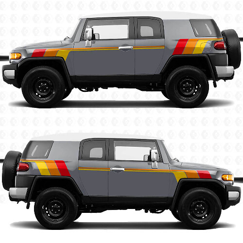 Grafica adesiva per decalcomanie laterali a strisce vintage retrò Heritage - adatta per Toyota FJ Cruiser
