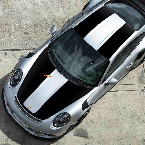 Adesivo Vinile Doppia Striscia Larga da Corsa per Cofano e Tetto Porsche 911