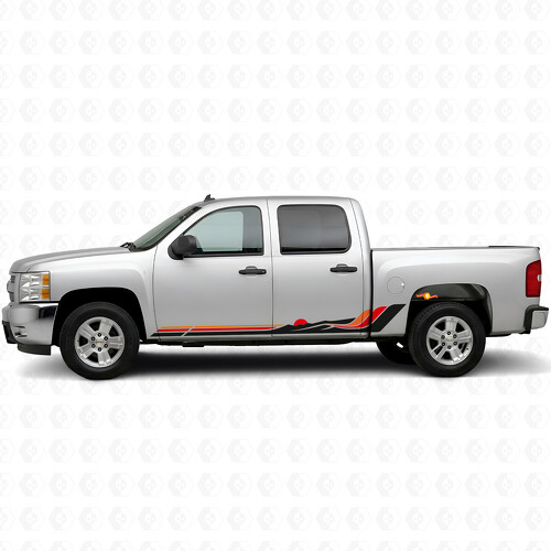 Strisce in Vinile Retro Mountain Wave per Porta e Minigonne per Chevrolet Silverado 1500 GMT900 2007-2013_1
