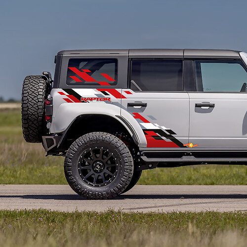 Kit grafico adesivo per decalcomania in vinile del pannello laterale posteriore adatto allo stile Ford Bronco Raptor

