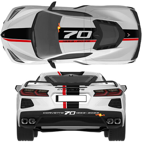 Chevrolet Corvette C8 Stingray Eray Z06 Modelli Hood Roof Rear Stripes Corvette Full-Length Dual Adesivo Decal Stripes
