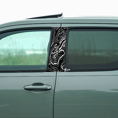 Involucro adesivo per decalcomanie per auto con porta a pilastro in stile mappa topografica
