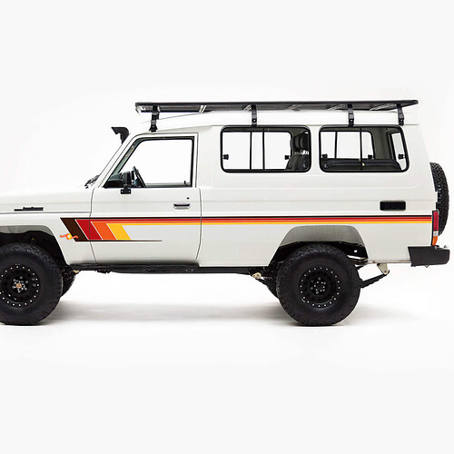 Kit di decalcomanie di Stripes Classic Side Retro per Toyota Land Cruiser J75 Series
