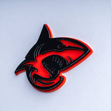 Emblema 3D Shark Hellshark per parafango Badge Badge Nero e Rosso
 2