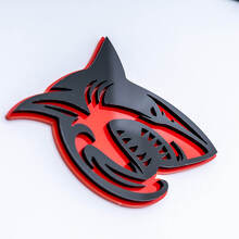 Emblema 3D Shark Hellshark per parafango Badge Badge Nero e Rosso
 3