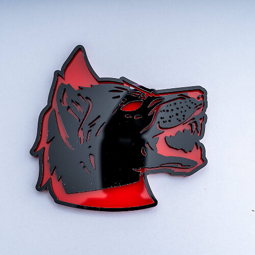 Emblema distintivo 3D con testa di lupo per parafango e portellone