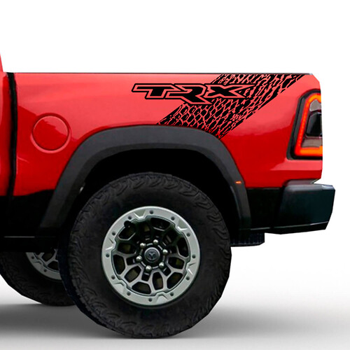 Kit grafico decalcomania in vinile per cofano e letto laterale del camion Dodge Ram TRX in pelle di dinosauro
