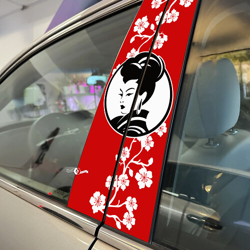 Involucro adesivo in vinile con decalcomania per auto con porte a pilastro in stile giapponese
