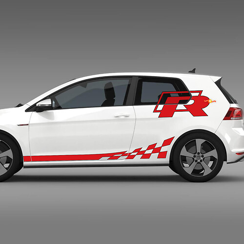 Strisce a scacchi laterali R Adesivi in ​​vinile per Volkswagen Golf R GTI
