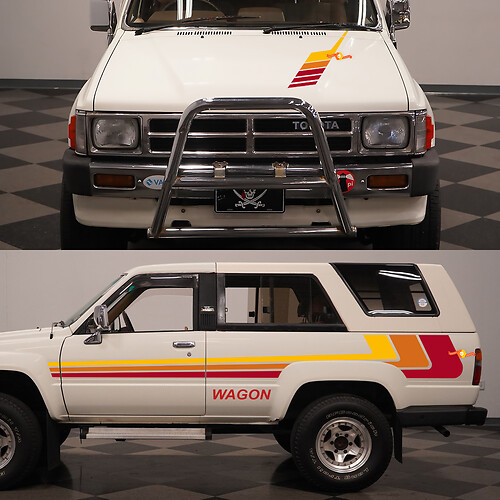 Kit di decalcomanie a strisce classiche per lato carro retrò per Toyota Hilux Surf SSR del 1988
