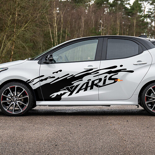 Grafica adesiva decalcomania carrozzeria in vinile per porta laterale splash TOYOTA Yaris

