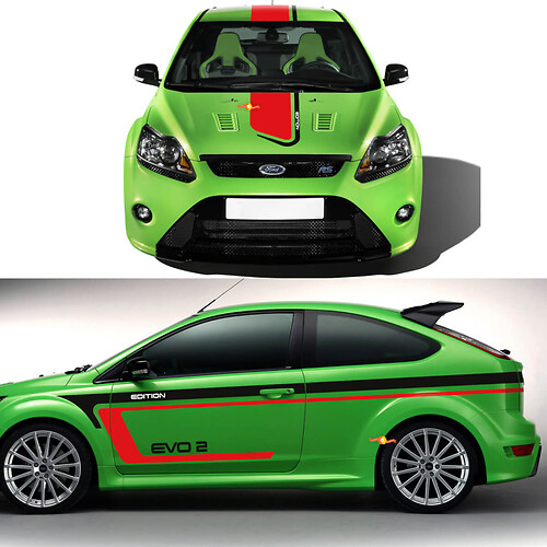 Kit grafico adesivi per decalcomanie corpo cofano laterale Ford Focus RS Edition EVO 2

