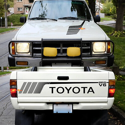 Adesivi per decalcomanie in vinile per portellone posteriore e cofano Toyota Pickup SR5 V6 1
