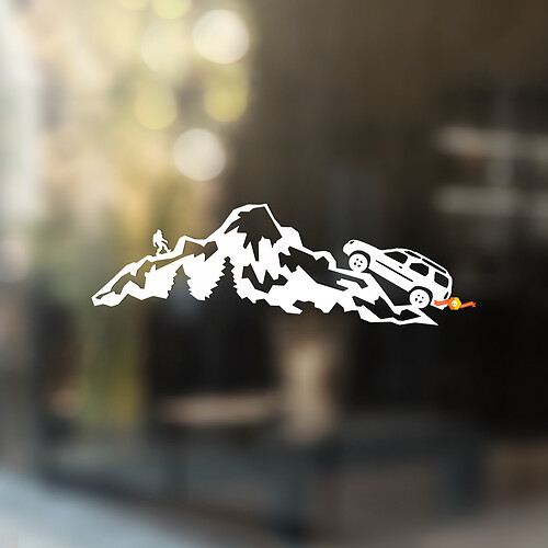 Finestra Bigfoot Mountains Nissan Xterra alberi grafica per finestre adesivi in ​​vinile decalcomanie
