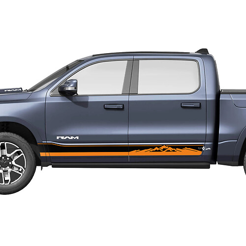 Pannello laterale a bilanciere porte strisce montagne per Dodge RAM 1500 REV decalcomanie in vinile adesivi grafica
