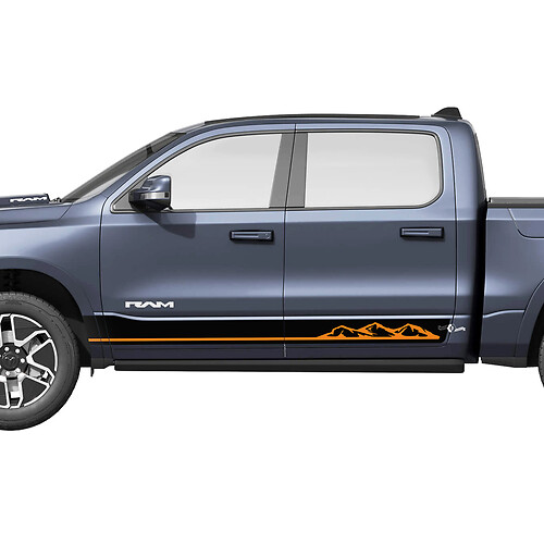 Pannello laterale bilanciere strisce montagne per Dodge RAM 1500 REV decalcomanie in vinile adesivi grafica
