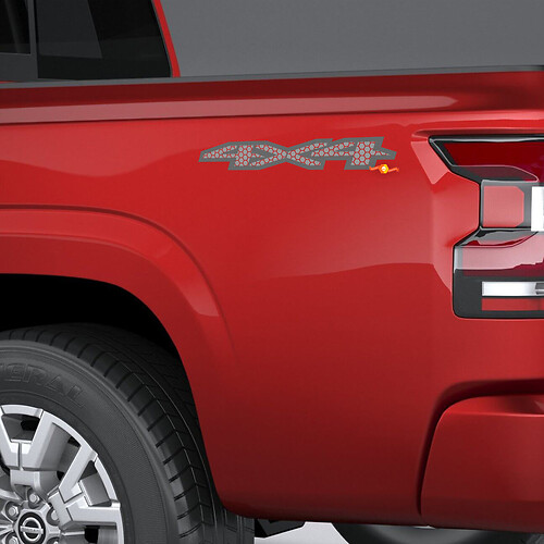 Decalcomania 4x4 per grafica adesiva Nissan Frontier sul comodino laterale
