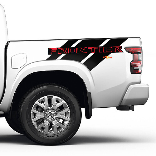 2X Nissan Frontier Pro-4X Bed Truck Car Vinile Entrambi i lati Adesivi Decalcomanie Grafica 2 colori
