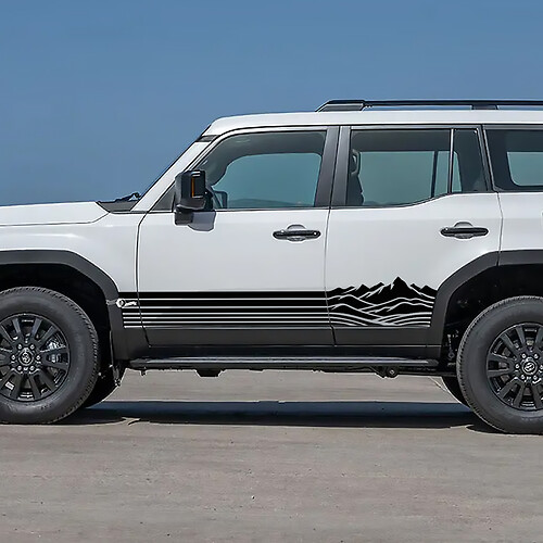 Toyota Land Cruiser pannello bilanciere laterale montagne strisce decalcomanie decalcomanie grafiche in vinile 2
