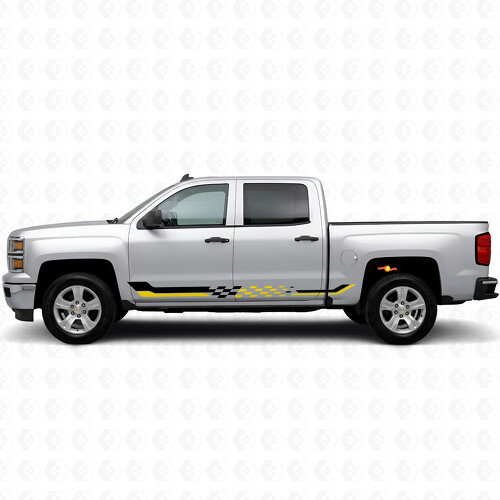 Strisce Vinile a Scacchi per Porta e Battitacco per Chevrolet Silverado 1500 K2XX 2014-2019_1
