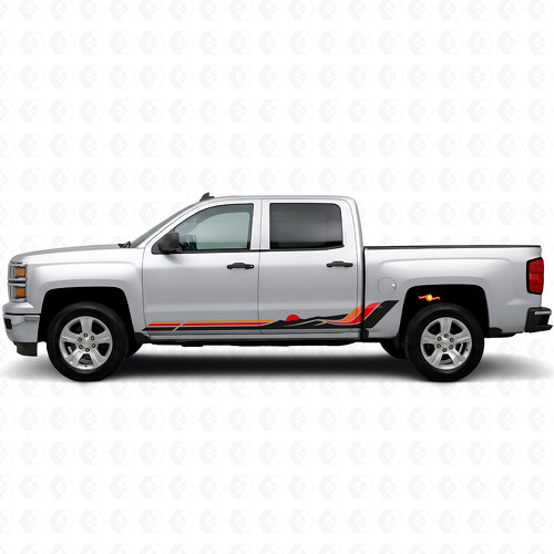 Strisce in vinile Retro Mountain Wave per porte e pannelli sottoporta per Chevrolet Silverado 1500 K2XX 2014-2019_1