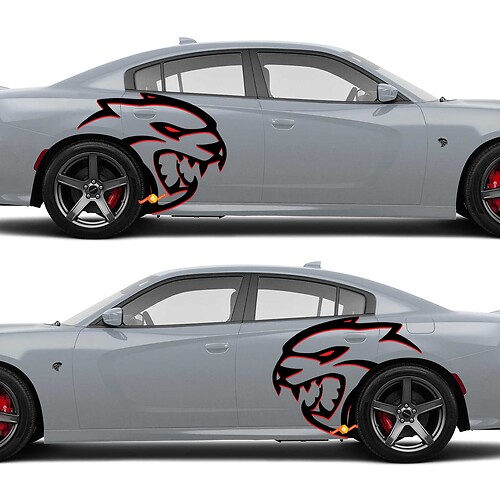 Enormi adesivi per decalcomanie laterali Hellcat Red Eye a due colori per Dodge Challenger Redeye o Charger Widebody
