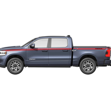 Adesivi in vinile a doppia striscia laterale personalizzati per Dodge Ram 1500 REV_2