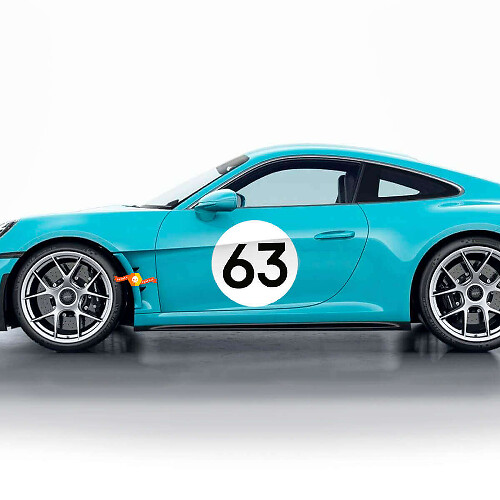 Kit Adesivi Decalcomanie Stile S/T Logo 60° Anniversario Lati Porte per Porsche 911 2023