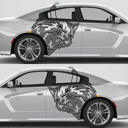 Set di Adesivi Laterali in Vinile Stile Wildcat per Dodge Challenger o Charger
