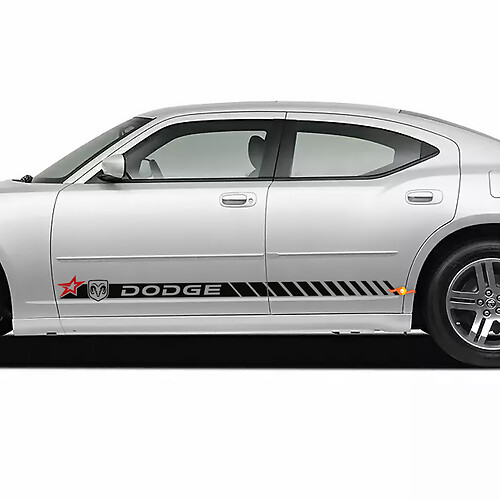 Dodge Star Script Charger Stripe Pannello bilanciere Banda laterale Decalcomania
