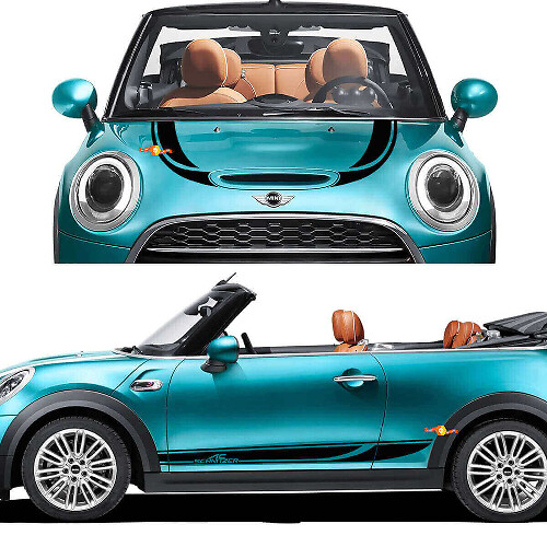 Kit di decalcomanie in vinile stile AC Schnitzer per cofano e strisce laterali per MINI Cooper