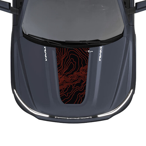 Mappa topografica Hood Stripes per Dodge RAM 1500 REV Vinile Decalcomanie Adesivi Grafica
