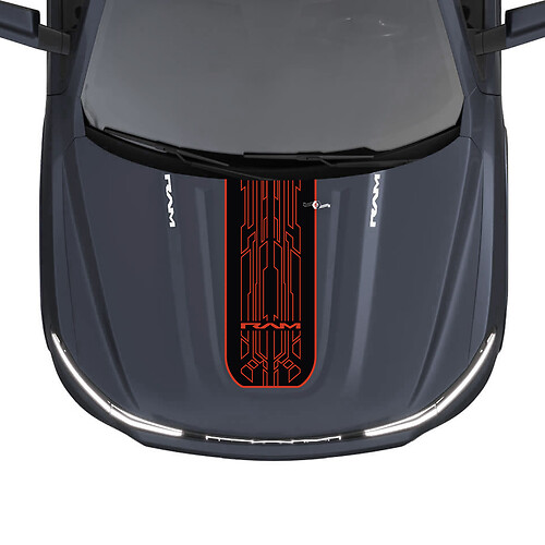 Cofano Dual Stripes per Dodge RAM 1500 REV Vinile Decalcomanie Adesivi Grafica
