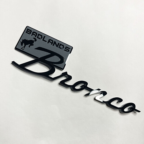 BRONCO Badlands Fender Badges Emblema del portellone emblema 3D Black Vs Grey
