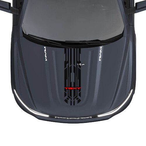 Adesivi in vinile a strisce corte Techno Style Custom Hood per Dodge Ram 1500 REV
