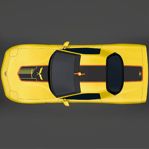 Kit di Adesivi in Vinile a Strisce per Cofano, Tetto e Bagagliaio Stile Teschio Jake per Chevy Corvette C5