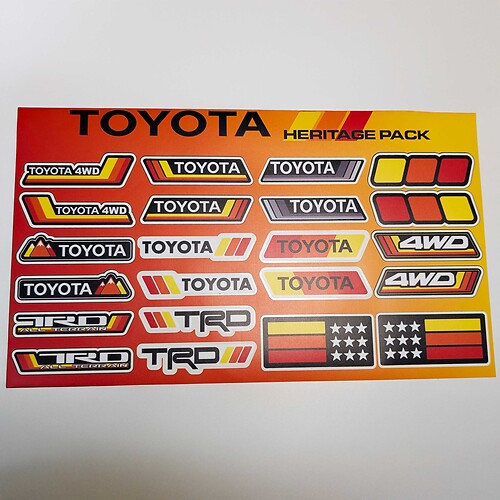 Toyota Heritage Retro Vintage Old Style Pacchetto adesivi decalcomanie grafiche
