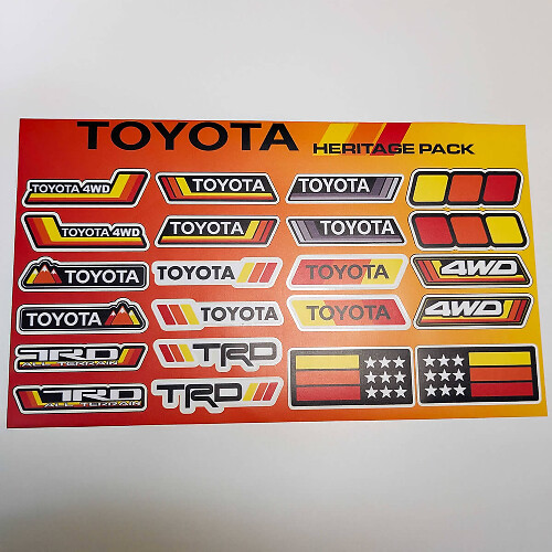 Toyota Heritage Retro Vintage Old Style Pacchetto adesivi decalcomanie grafiche
