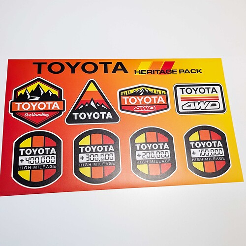Toyota High Mileage Heritage Retro Vintage Old Style Pacchetto adesivi grafica decalcomanie
