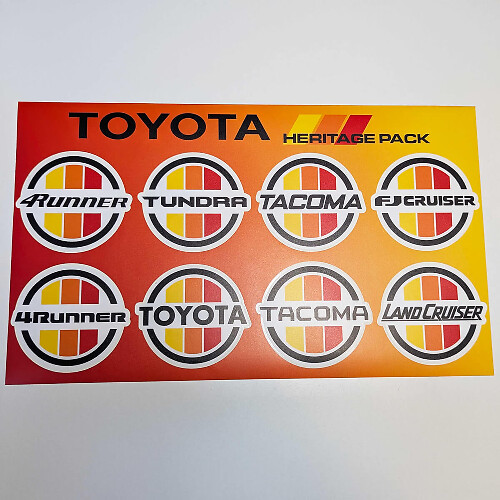 Toyota Models Heritage Retro Vintage Old Style Pacchetto adesivi decalcomanie grafiche
