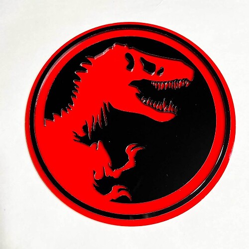 Distintivo 3D ispirato al T-Rex giurassico per parafango, portellone o calandra