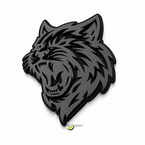 WildCat Style Black Dark Grey Custom Cat Head 3D — Emblema (parafango, portellone)